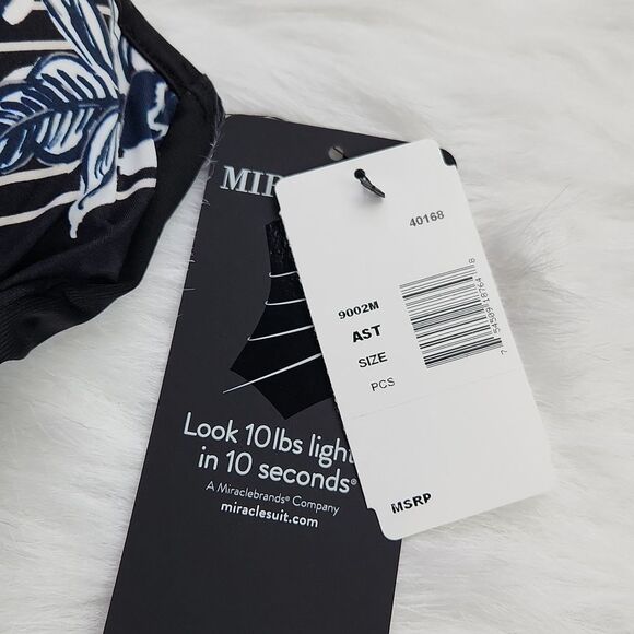 Miraclesuit‎ NWT It's a Wrap One Piece Swimsuit Black Blue Floral Women's Sz 8 - Picture 4 of 8